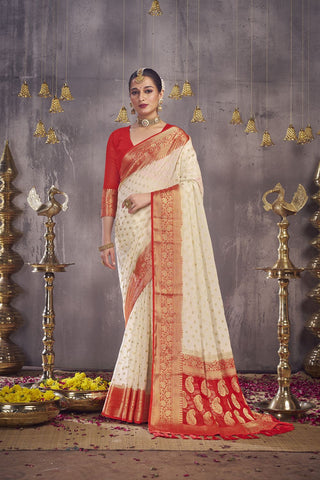 Cream Georgette Saree_Kumari Sarees