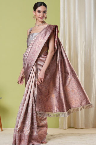 Cream Banarasi Silk Saree_Kumari Sarees