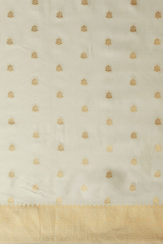 Cream Nylon Satin Weaving Jacquard Saree_Kumari Sarees