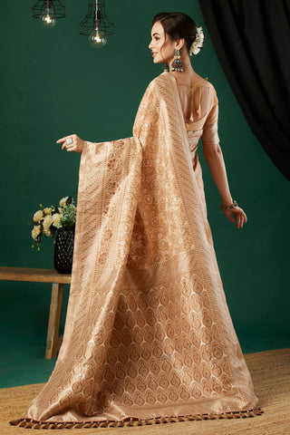 Cream Soft Linen Cotton Saree_Kumari Sarees