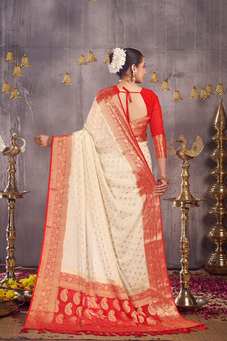 Cream Georgette Saree_Kumari Sarees