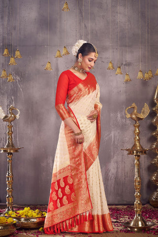 Cream Georgette Saree_Kumari Sarees