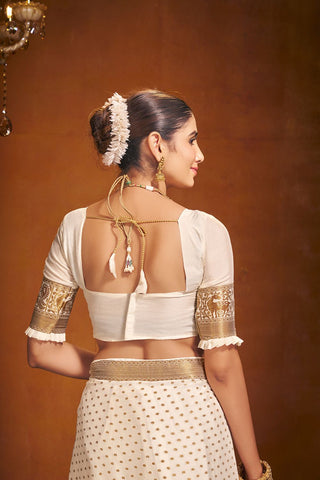 Cream Chinon Silk Saree_Kumari Sarees