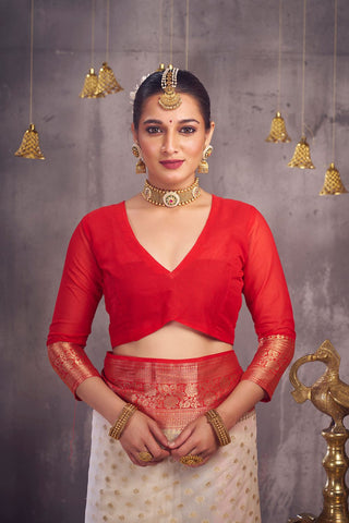 Cream Georgette Saree_Kumari Sarees