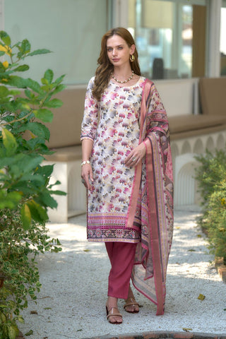 Cream Cotton With Print Kurta Set_Kumari Sarees
