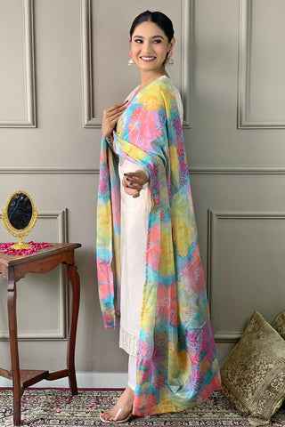 Cream Simar Chinon Embroidery Kurta Set_Kumari Sarees