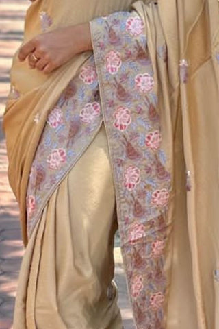 CREAM SIMMER SILK SAREE