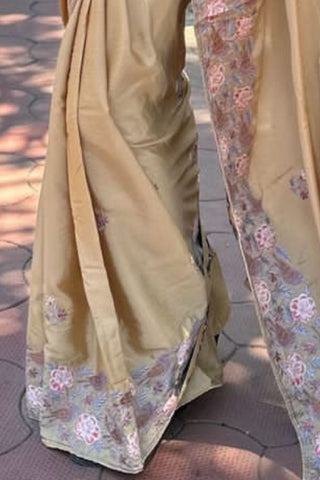 CREAM SIMMER SILK SAREE