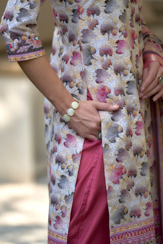 Cream Cotton With Print Kurta Set_Kumari Sarees