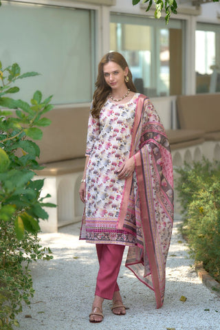 Cream Cotton With Print Kurta Set_Kumari Sarees