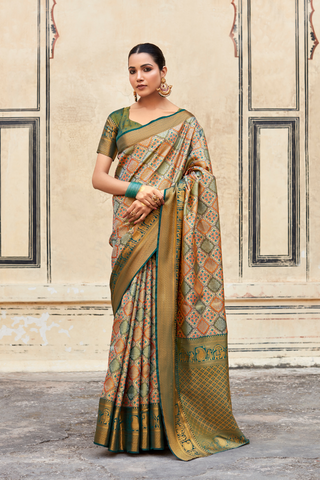 DARK GREEN PURE DHARMAVARAM SILK WITH ZARI WEAVING SAREES