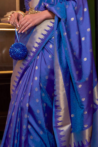 DARK BLUE HANDLOOM WEAVING SILK SAREE