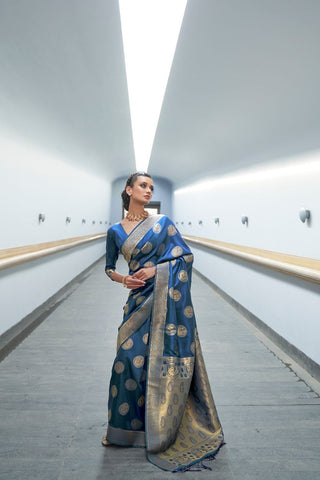 DARK BLUE KANJEEVARAM HANDLOOM SILK SAREE 