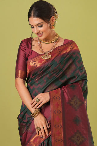 Dark Green Banarasi Silk Saree_Kumari Sarees
