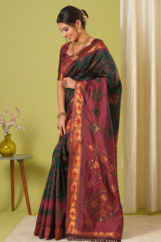 Dark Green Banarasi Silk Saree_Kumari Sarees