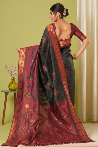 Dark Green Banarasi Silk Saree_Kumari Sarees