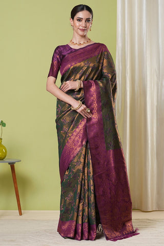 Dark Grey Banarasi Silk Saree_Kumari Sarees