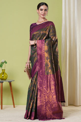 Dark Grey Banarasi Silk Saree_Kumari Sarees