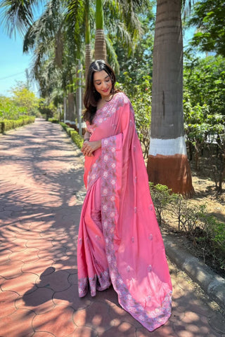 DARK PINK SIMMER SILK SAREE