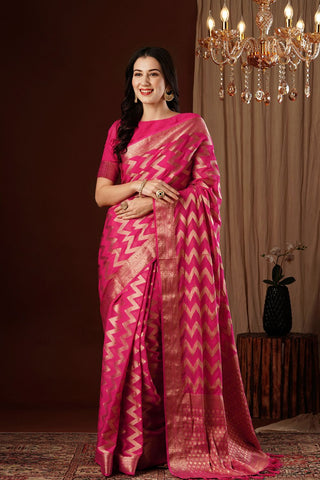 Dark Pink Georgette Silk Saree_Kumari Sarees