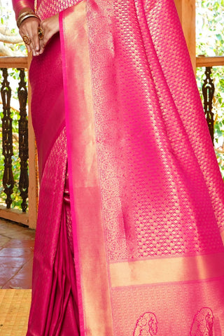 Dark Pink Handloom Weaving Saree