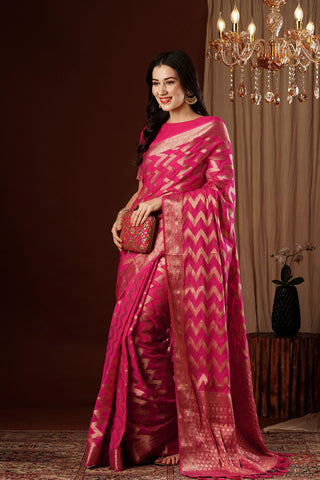 Dark Pink Georgette Silk Saree_Kumari Sarees