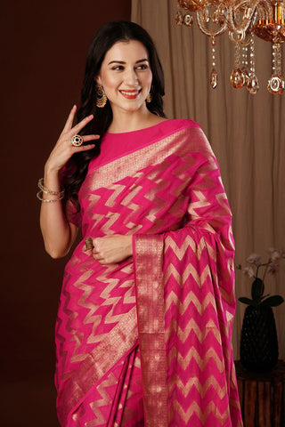 Dark Pink Georgette Silk Saree_Kumari Sarees