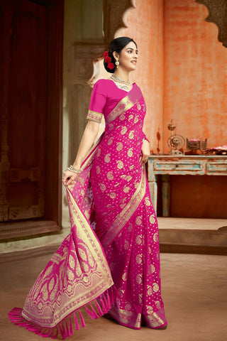 Dark Pink Georgette Silk Saree_Kumari Sarees