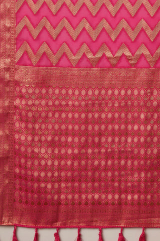 Dark Pink Georgette Silk Saree_Kumari Sarees