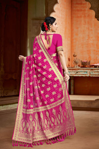 Dark Pink Georgette Silk Saree_Kumari Sarees