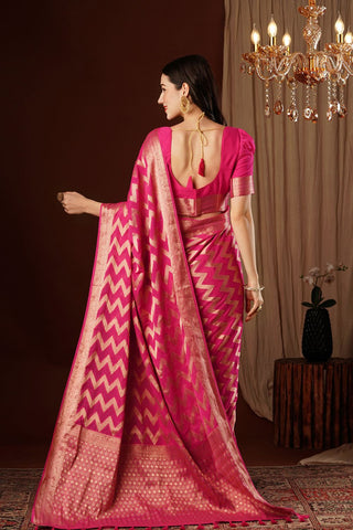 Dark Pink Georgette Silk Saree_Kumari Sarees