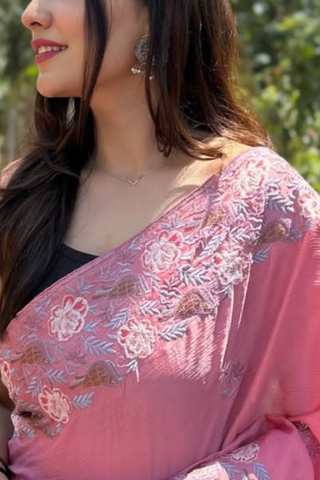 DARK PINK SIMMER SILK SAREE