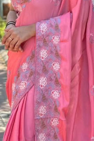 DARK PINK SIMMER SILK SAREE