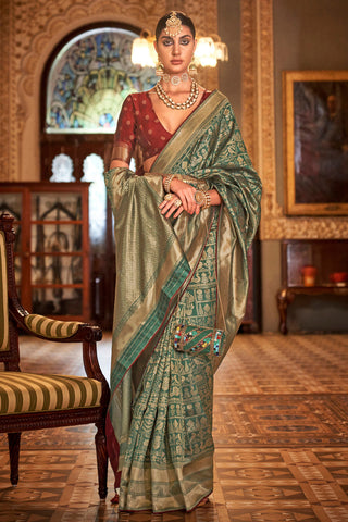 FOREST GREEN BANARASI PATOLA SILK SAREES