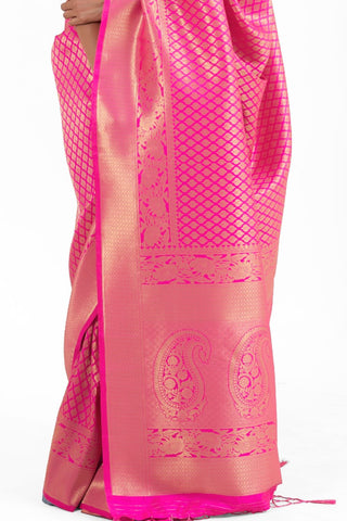 FUCHSIA PINK KANJEEVARAM HANDLOOM SILK SAREE 