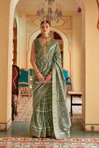 GREEN BANARASI PATOLA SILK SAREE