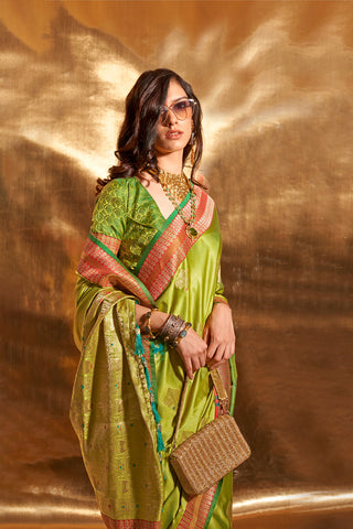 Green_PURESATINCHAPHANDLOOMWEAVINGSILK_kumarisarees_1