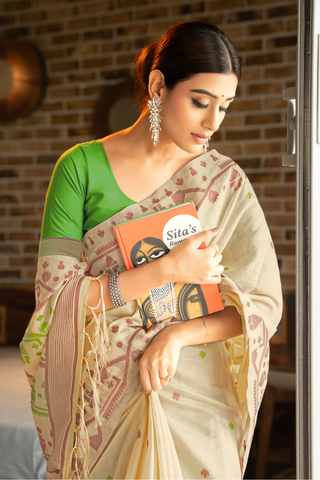 GREEN SOFT COTTON JAMDANI SAREE