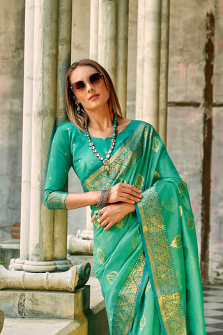 GREEN TISSUE SILK SAREE