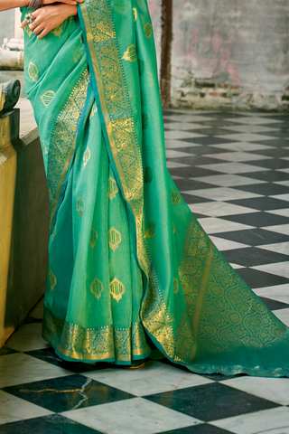 GREEN TISSUE SILK SAREE