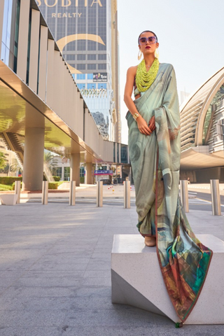 GREY BANARASI PATOLA SILK SAREE