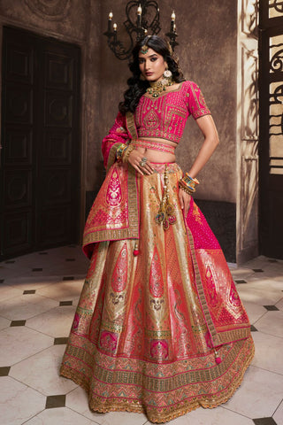 Gold Silk Lehenga With Sequence Zarkan Work_Kumari Sarees