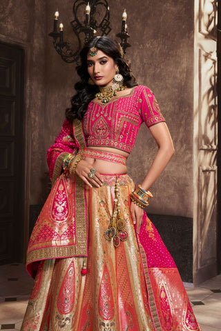 Gold Silk Lehenga With Sequence Zarkan Work_Kumari Sarees