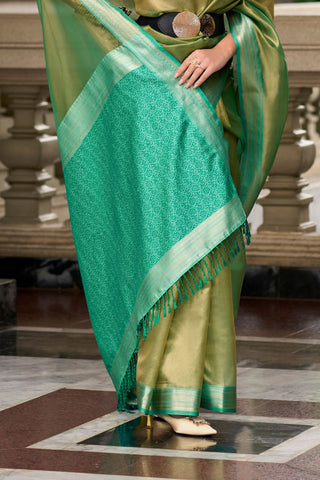 Green & Blue Pure Tissue Saree