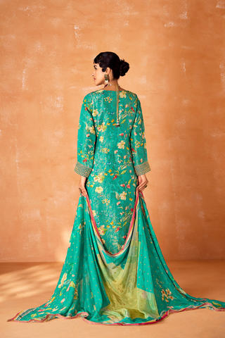 Green Kanjeevaram Embroidery Border Kurta Set