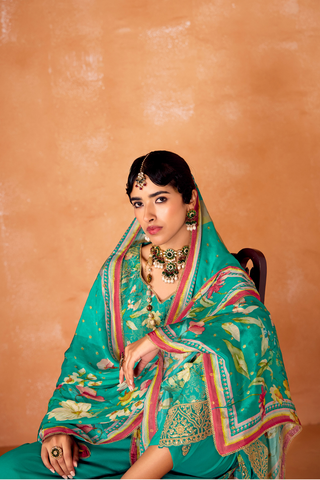 Green Kanjeevaram Embroidery Border Kurta Set