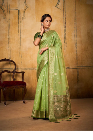 Green Banarasi Tissue Saree