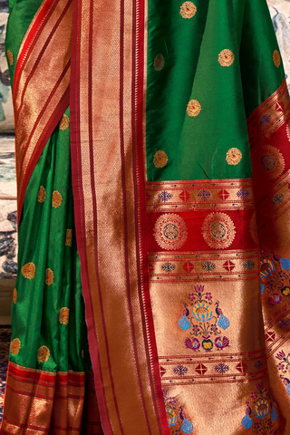 GREEN SOFT PESHWAI PAITHANI SILK SAREE