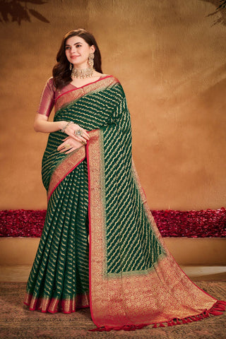 Green Pure Georgette Silk Saree_Kumari Sarees