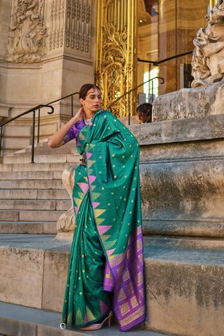 Green Handloom Weaving Khadi Silk Saree